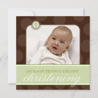 PHOTO CHRISTENING INVITATIONS :: polkadot 4SQ