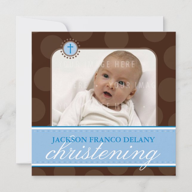 PHOTO CHRISTENING INVITATIONS :: polkadot 6SQ (Devant)