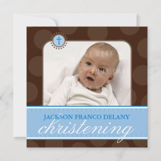 PHOTO CHRISTENING INVITATIONS :: polkadot 6SQ