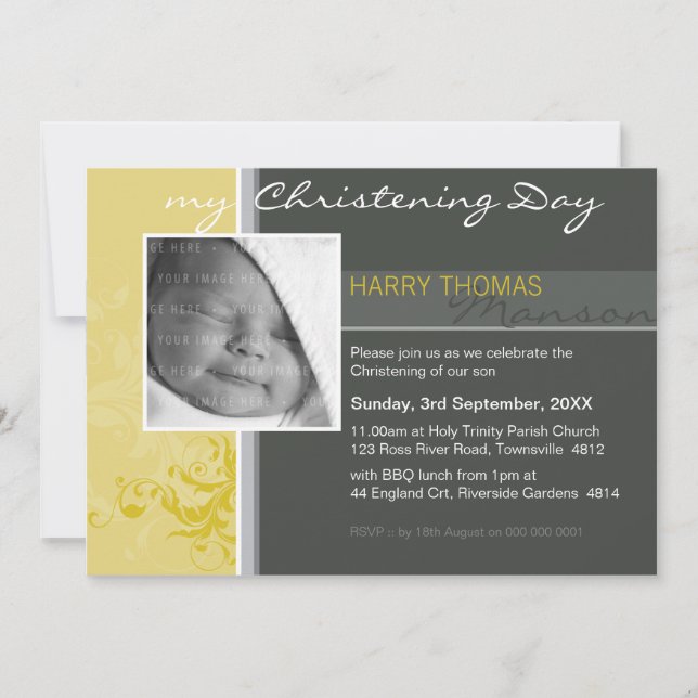 PHOTO CHRISTENING INVITATIONS :: posh 1L (Devant)