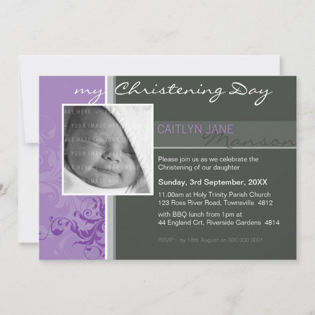 PHOTO CHRISTENING INVITATIONS :: posh 3L (Devant)