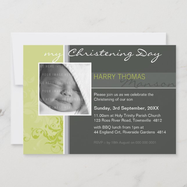 PHOTO CHRISTENING INVITATIONS :: posh 4L (Devant)