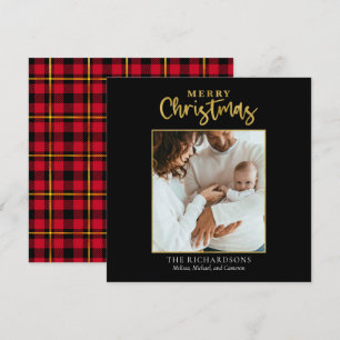 Photo Christmas Gold Foil Script Famille moderne