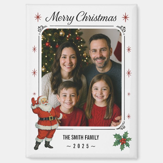 Photo Christmas Magnet with Santa Illustration (Recto)