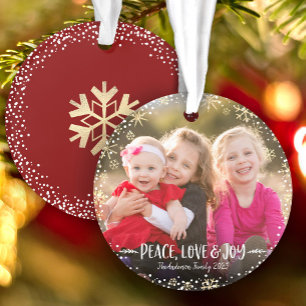 Photo Christmas Peace Love Joy Gold Snowflake Chic