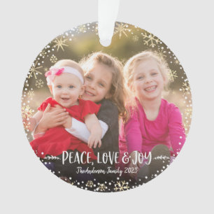 Photo Christmas Peace Love Joy Gold Snowflake Chic