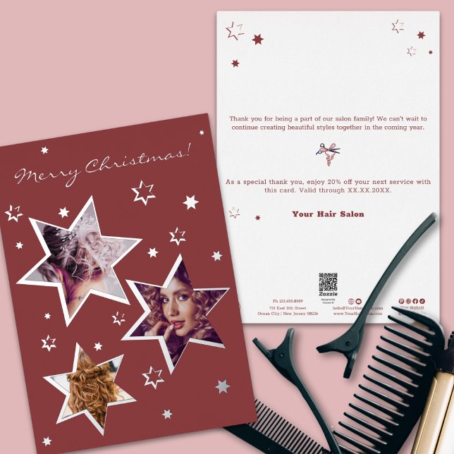 Photo Christmas Stars Foil Accents Carte de vacanc (Photo Christmas Stars Foil Accents Holiday Card)
