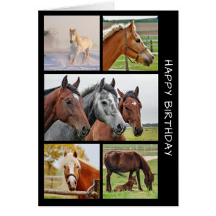 Photo Cinq CHEVAUX Anniversaire Collage Carte Anni