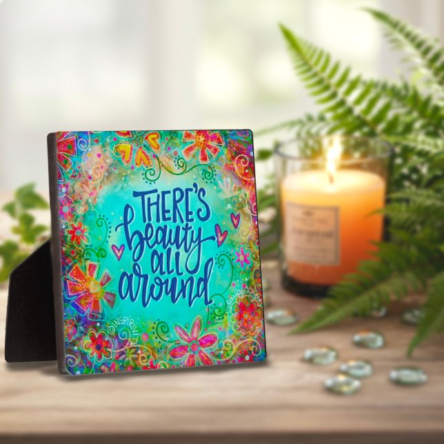 Photo Citation de beauté florale Plaque inspirante (Créateur téléchargé)