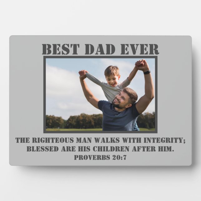 Photo Classic Meilleur Papa jamais Proverbes 20:7 Plaque (Devant)