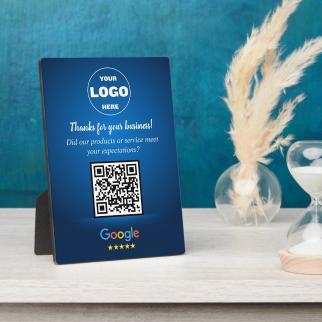 Photo Code QR personnalisé pour avis Google sur plaque p (Custom Google Review QR Code Business Plaque)