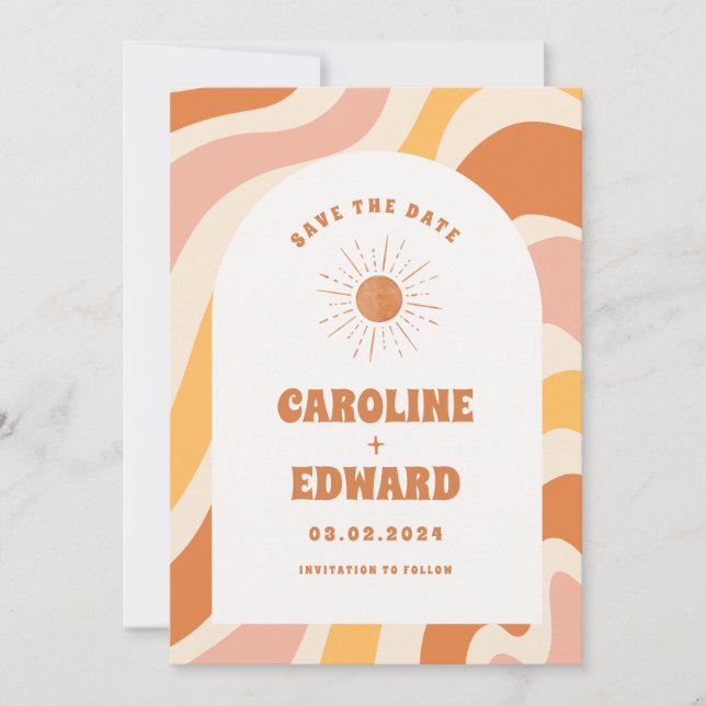 Photo Code Qr Save the Date Rainbow Wavy Groovy (Devant)