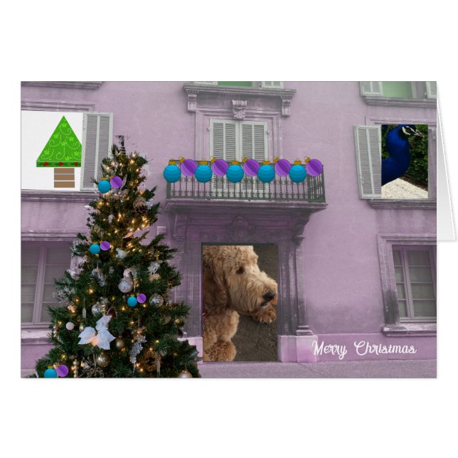 Photo Collage 3 Windows Merry Christmas Card (Devant horizontal)