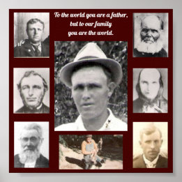 Photo Collage avec les pères Citation rouge Poster