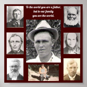 Photo Collage avec les pères Citation rouge Poster