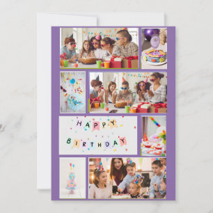 Photo Collage Carte Anniversaire - Purple 7 Cadres