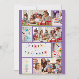Photo Collage Carte Anniversaire - Purple 7 Cadres