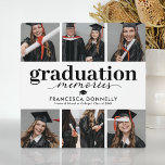 Photo Collage Graduation Memories Plaque<br><div class="desc">La plaque photo de la remise de diplômes contemporaine avec un simple arrière - plan blanc,  un collage photo de 6 étudiants,  un mortier et un modèle texte facile à personnaliser.</div>