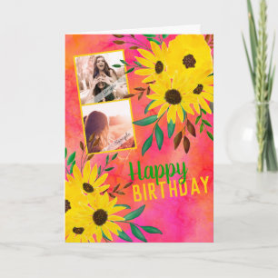 Photo Collage "Joyeux Anniversaire" Carte Sunflowe