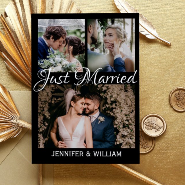 Photo Collage Juste Marié Mariage Faire-part (Créateur téléchargé)