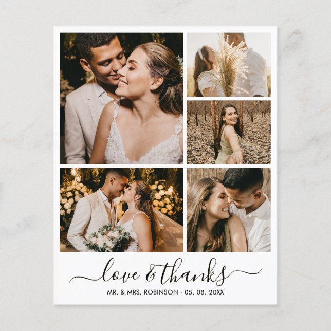 Photo Collage Love and Thanks Wedding Thank You  (Devant)