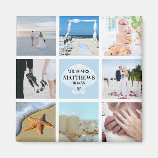 Photo Collage Magnet Wedding Favor Seashell