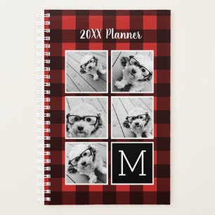 Photo Collage - Monogramme Rouge Buffle Noir Plaid