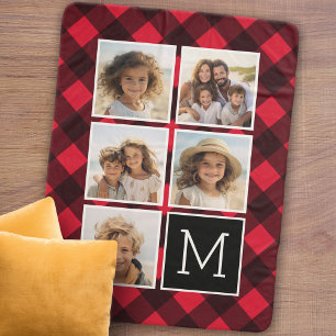Photo Collage Monogramme Rouge Buffle Noir Plaid