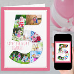 Photo Collage Numéro 5 Carte de 5e anniversaire de<br><div class="desc">Carte photo unique et personnalisé de 5ème anniversaire pour une petite fille. Le modèle photo est mis en place pour vous d'ajouter vos photos préférées à ce collage photo numéro 5 plus une photo spéciale à l'intérieur. Vous pouvez également ajouter son nom à l'avant et customiser le message d'anniversaire à...</div>