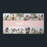 Photo collage personnalisé moderne minimaliste sim<br><div class="desc">Typographie minimaliste moderne girly rose et blanc rayures élégante simple collage multi photo unique personnalisées design de comptoir cadeau unique.</div>