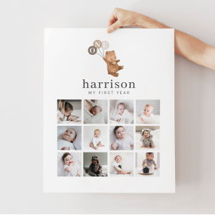 Photo Collage Poster - Ours Brown 3 Ballons