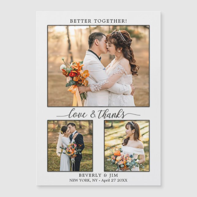Photo Collage Script Mariage Magnet Merci (Devant)