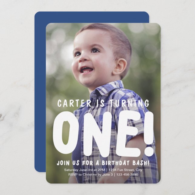 Photo complète verticale Invitation premier annive (Devant / Derrière)