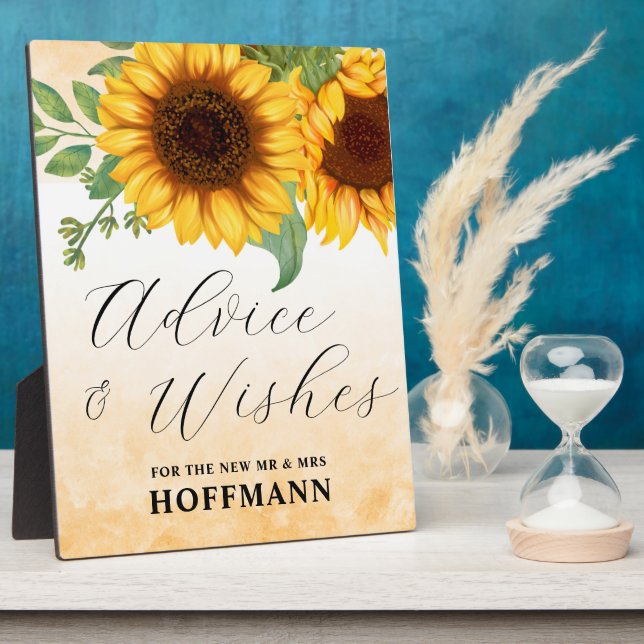 Photo Conseils et souhaits Signe de tournesol Plaque de  (Côté)