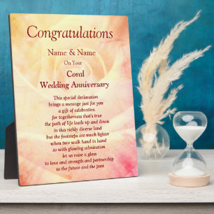 Photo Coral 35th Wedding Anniversary Plaque