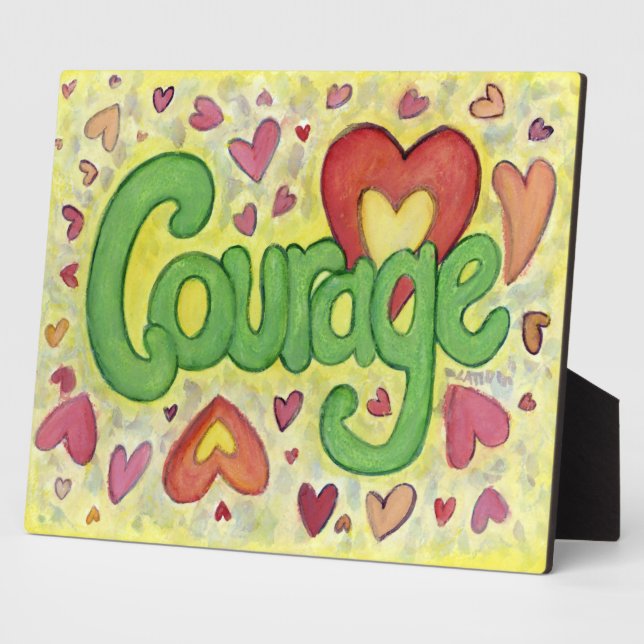 Photo Courage Coeur Inspiration Word Art Imprimer Plaque (Côté)