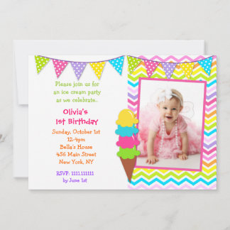 Photo Crème de glace Invitations d'anniversaire