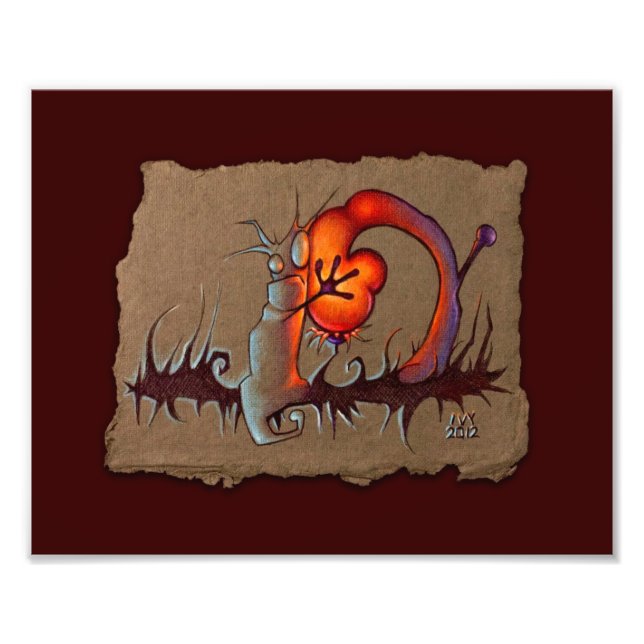 Photo Croquis en papier gris : Hugues, Rouge, Impression (Devant)