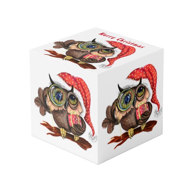 Photo Cube de Noël Cadeau bébé hibou avec Gifta (Angle devant)