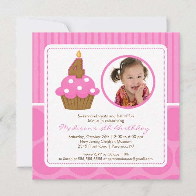 Photo Cupcake Invitation Anniversaire 4e Anniversa (Devant)