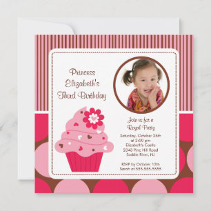 Photo Cupcake Invitation Anniversaire Fleur rose