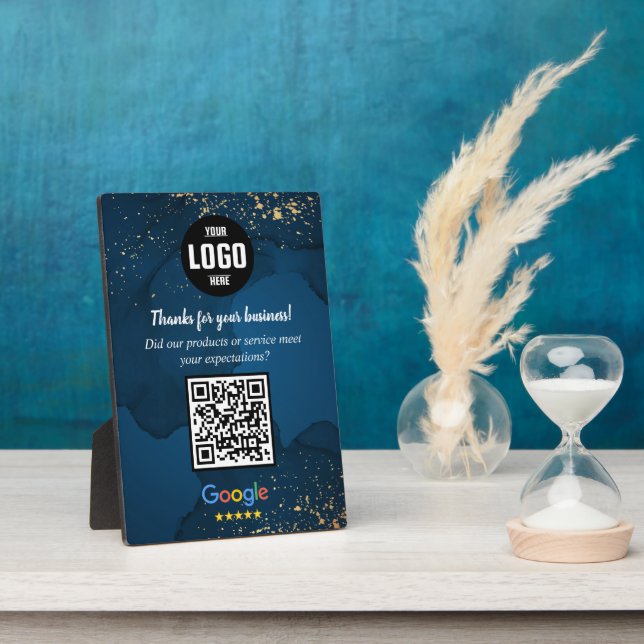 Photo Custom Google Review QR Code Business Plaque (Côté)