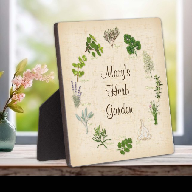 Photo Customize Your 5 X 7 Herb Garden Plaque (Personalize with your custom text. Fragrant, flavorful herbs and spices, )