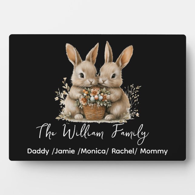 Photo Cute Easter Bunny Family Plaque – Personalized  (Devant)