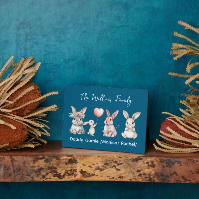 Photo Cute Easter Bunny Family Plaque – Personalized  (Côté)