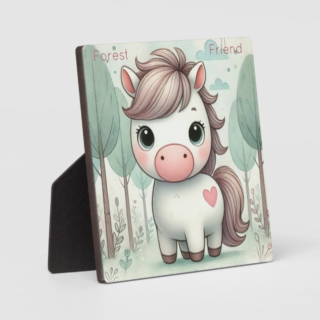 Photo Cute Pony dans une plaque de tabletop de forêt lun (Recto)