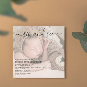 Photo Cute Sip Et Voir Invitation De Fête
