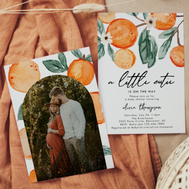 Photo Cutie Orange Baby shower Invitation (Créateur téléchargé)