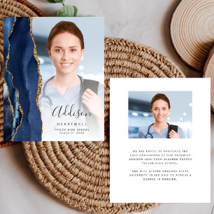 Photo d'âge bleu de la Marine 2025 Faire-part de g