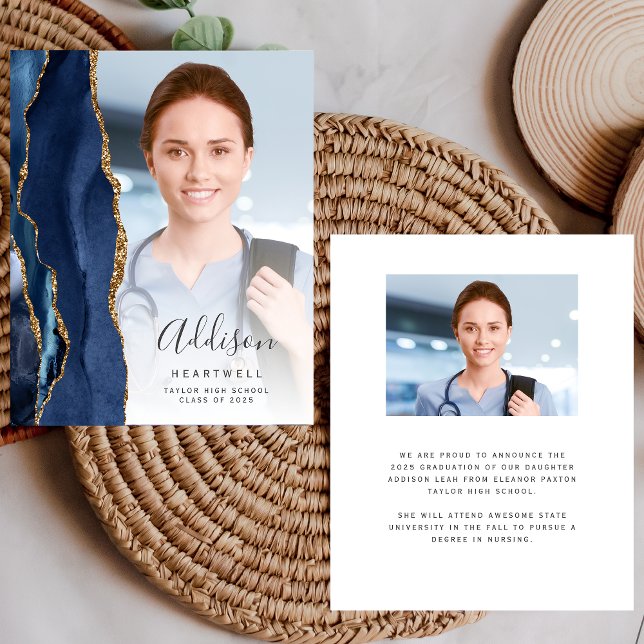 Photo d'âge bleu de la Marine 2025 Faire-part de g (Créateur téléchargé)